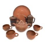 Yixing Pottery teapot, cups, beaker and tray etc