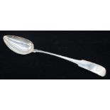 A George III Irish silver fiddle pattern basting spoon, the handle engraved with initials,