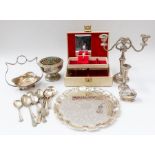 Collection of silver plated items i.e. trays, flatware etc.
