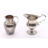 A George III silver ogee shaped cream jug, with simple design, hallmarks slightly rubbed but are