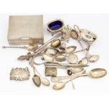 A collection of silver to include; a small rectangular engine turned decorated 1960s silver