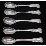 A set of five Victorian Scottish silver King's pattern egg spoons, hallmarked by Alexander