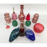 A collection of early to mid 20th century ruby and studio glass wares