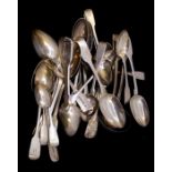 A collection of 19th Century silver flatware to include; a pair of William IV sauce ladles,