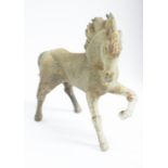 An unusual glass horse in the Murano style, with a patinated texture finish