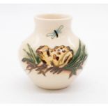 Moorcroft: A small Frog and Dragonfly patterned vase, signed and dated 2009 to underneath, approx.