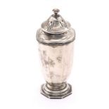 An Art Deco octagonal formed silver sugar caster, pierced decoration, hallmarked Birmingham, 1936,