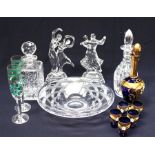 A collection of 20th Century cut glass wares including decanters, fruit bowls, glasses etc