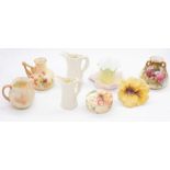 A small collection of early 20th century blush ivory and other small Royal Worcester items to