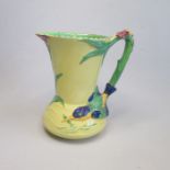 A Burleigh Ware Art Deco Jug, yellow ground with a hand painted Blue Kingfisher. No 4896K on