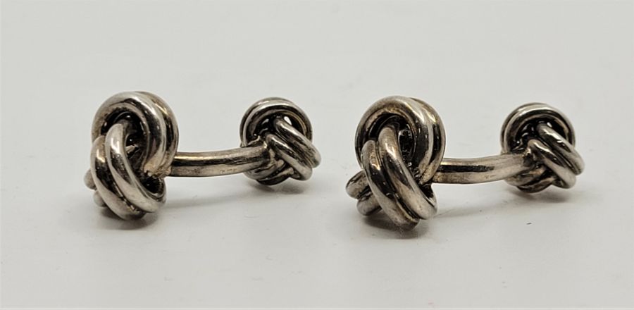 A pair of Tiffany & Co. sterling silver "knot" cufflinks, stamped "Tiffany & Co. 925".