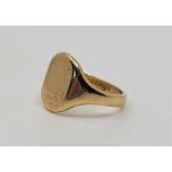 A 9ct. gold signet ring, size UK Q 1/2. (5.6g)