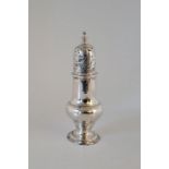 A George II silver caster, by Samuel Wood, London 1759, of typical baluster form with pull-off