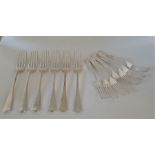 A set of six Victorian Hanoverian pattern silver table forks, by Wakeley & Wheeler,  London 1898, (