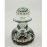 An late 19th/early 20th century Millefleurs glass inkwell and stopper, height 14.5cm.