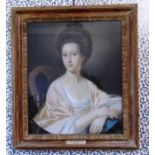 19th Century English School. Half-length portrait of Jane Atkinson (d. 1817), pastel on laid paper