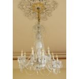 An early to mid 20th Century twelve branch with candle lights Chandelier, 1920s style smoked top