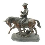 After Edward Berge (American 1876-1924) a large bronze of an American Soldier on horse back