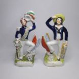 A pair of Staffordshire Portrait figures depicting England and Scotland.  Date circa 1854   size