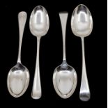 A pair of Modern Hanovarian pattern silver serving spoons, hallmarked by Walker & Hall, Sheffield,