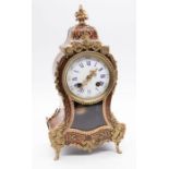 French tortoiseshell style cased clock mantel clock with eight day 2 train French movement