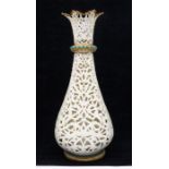 A 19th Century Grainger & Co Worcester reticulated tapering vase with flared petal shaped rim,