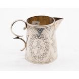 A 19th Century Australian silver jug (converted from a mug), engraved decoration with central