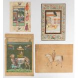 A group of unframed Indian watercolours to include: 1. An Equestrian portrait of a Gentleman