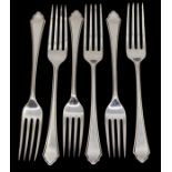 A mid to late 20th Century matched Pembury pattern silver six piece part flatware service