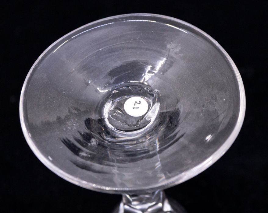 An 18th Century wine glass, the bowl with facet cut sections to lower bowl, facet cut stem, on - Image 2 of 4