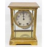 A Seth Thomas four glass mantle clock, striking on a gong, with a 8 day spring driven movement, 4"