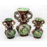 M.Mafra Caldas portugal- a garniture of vases, late 19th century Pallisy
