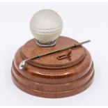 Golf Interest: An early 20th Century novelty desk light by Stesco, with bakelite stand, frosted