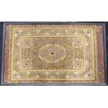 An Indian 20th Century gold needlework and embellished mat, framed, 100cm x 58cm (1)