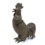 A Chinese bronze Cockerel censor, Qing Dynasty (18th/19th Century) naturalistically detailed, 21cm
