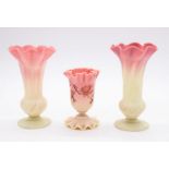 A collection of early 20th Century opaline glass to include: an urn shaped vase painted with prunus,