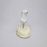 A Staffordshire Samuel Alcock porcelain model of a Saluki seated on a yellow rocky base  Date