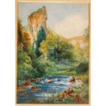 John Thorley (Derbyshire: 1839-1933) River landscape watercolour, 37 x 26cm  signed and dated 96