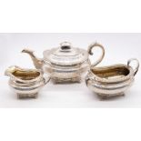 A matched Scottish George IV three piece tea service comprising teapot, sugar bowl and milk jug,