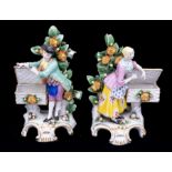 A pair of German late 19th Century Pottschapel (Dresden) Carl Thieme porcelain figures, modelled