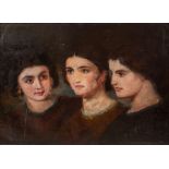 Attributed to William Etty RA (1787-1849) Sisters  oil on canvas, 55 x 75cm, titled verso: Studies