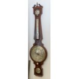 Hoon of Ashbourn (Ashbourne) 4 piece banjo style barometer. Contained in a flame mahogany case