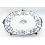 A 19th Century Staffordshire blue and white large meat platter decorated with clematis flowers,