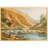 John Thorley  (Derbyshire: 1839-1933) River Landscape watercolour,  signed and dated '98, framed and