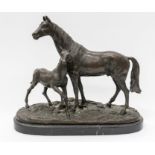 after Pierre Jules Mene (1810-1879) Mare and Foal bronze