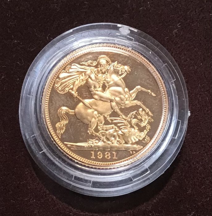 Royal Mint Gold Proof 1981 Sovereign in Original Case with Certificate of Authenticity.