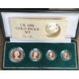 Royal Mint 1980 Gold Proof Set of £5, £2, Sovereign & Half Sovereign, in Original Case with