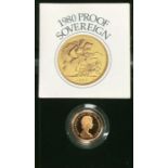 Royal Mint Gold Proof 1980 Sovereign in Original Case with Certificate of Authenticity.