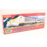 Hornby: A boxed Hornby, OO Gauge Train Set, Eurostar, comprising: locomotives, two coaches, track (