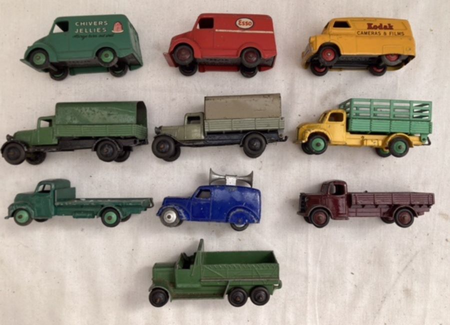 Dinky: A collection of unboxed Dinky Toys commercial vehicles to include: Trojan Chivers and Esso,